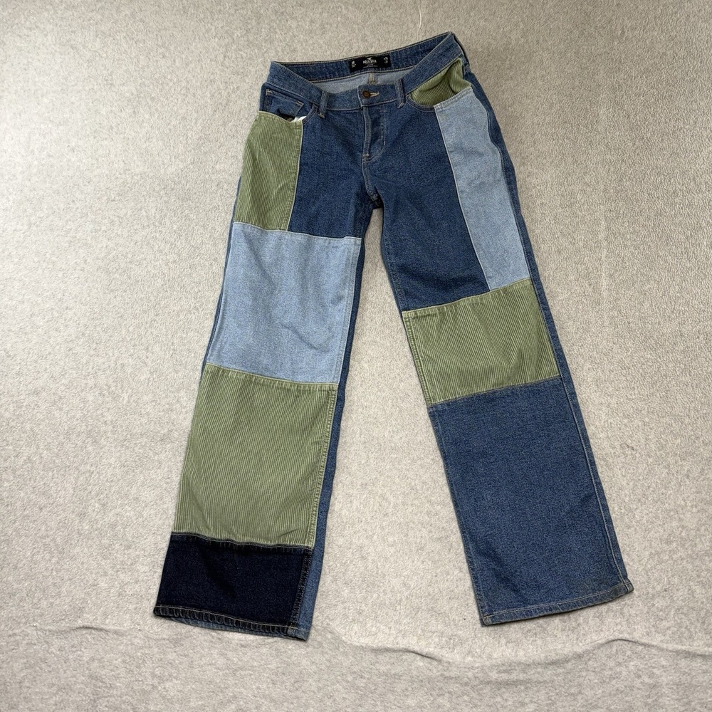 Hollister‎ Jeans Patch Denim Stretch Women 26x31 3R Patch Work Corduroy Low Rise